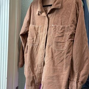 Forever 21 Tan Corduroy Button-Down Shirt Jacket